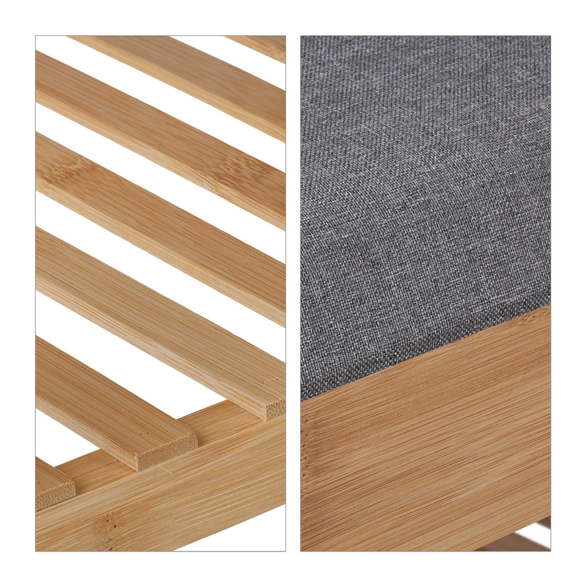 SCHUHBANK - Hellbraun, Holz/Textil (90/50/33cm) - Relaxdays