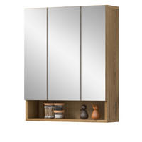 SPIEGELSCHRANK Eiche Evoke 60 x 74 cm, Badezimmer Schrank 3-türig - Eichefarben, Glas/Holzwerkstoff (60/74/18cm) - Inn.Furn