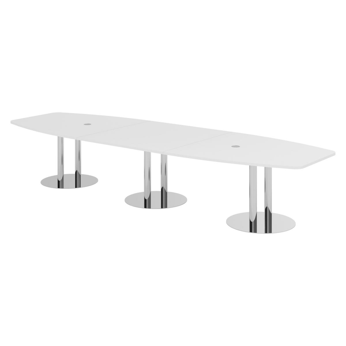 KONFERENZTISCH groß KT40 130/400/74 cm in Weiß/Chromsäulen - Chromfarben/Weiß, Holzwerkstoff (130/400/74cm) - bümö