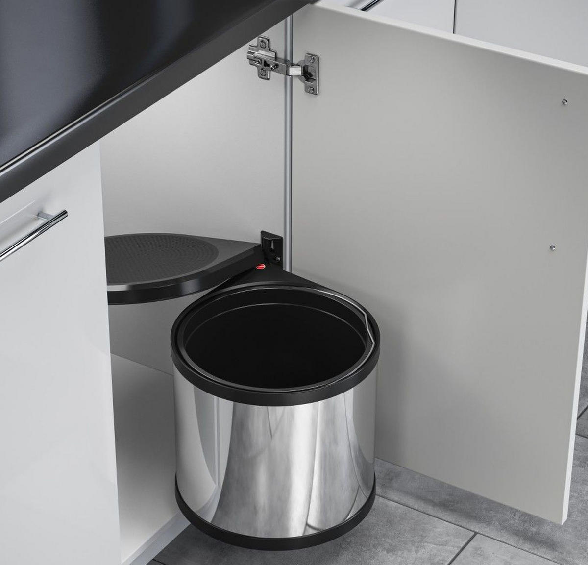 MÜLLEIMER Hailo Mono Küche Einbau ab 40cm Schrank Edelstahl/Schwarz - Edelstahlfarben, Metall (29/29.5/30.4cm) - Hailo