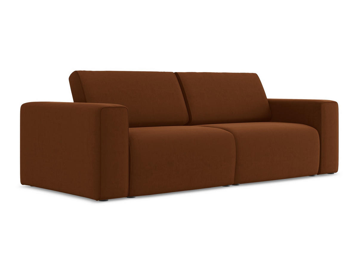 3-SITZER SOFA Samt Stoff Orange - Rot/Terra cotta, Kunststoff/Textil (224/80/103cm) - Makamii