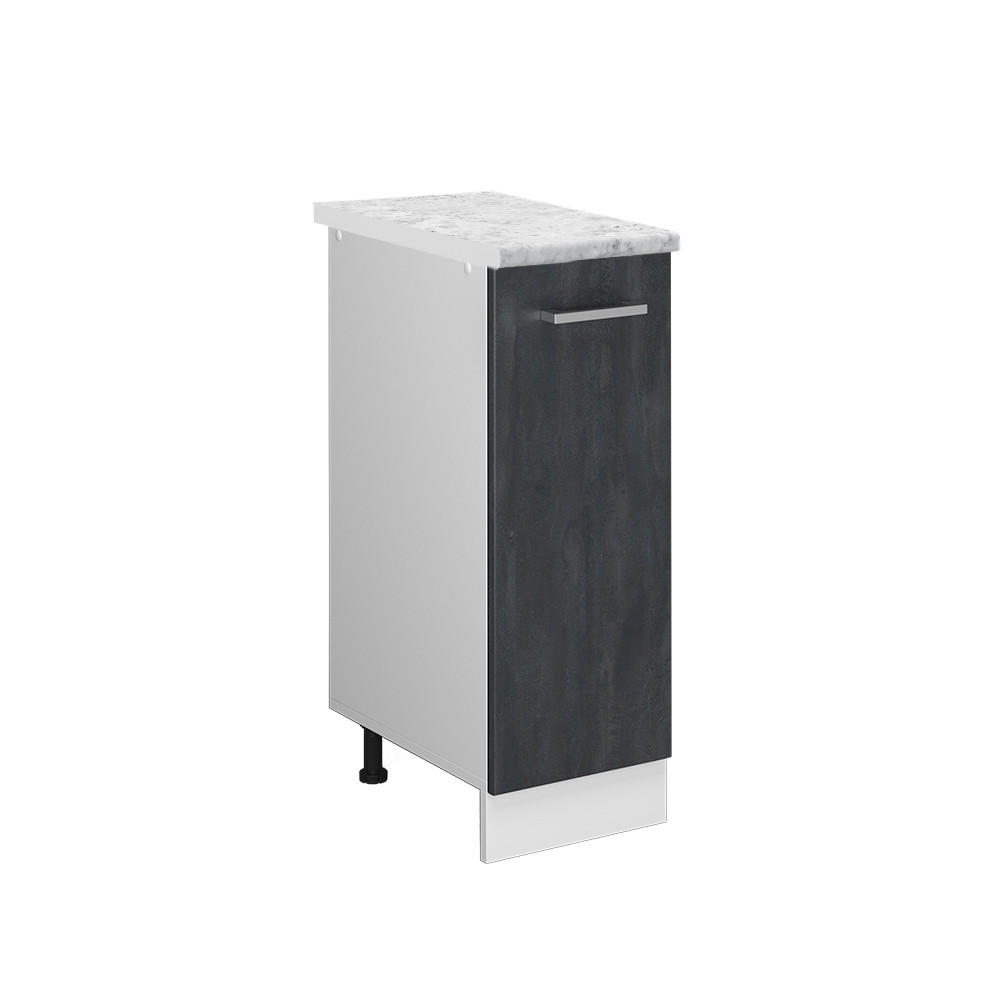 APOTHEKERSCHRANK R-Line Schwarz Beton 30 cm AP Marmor - Schwarz/Weiß, Holzwerkstoff (30/81.6/60cm) - Vicco