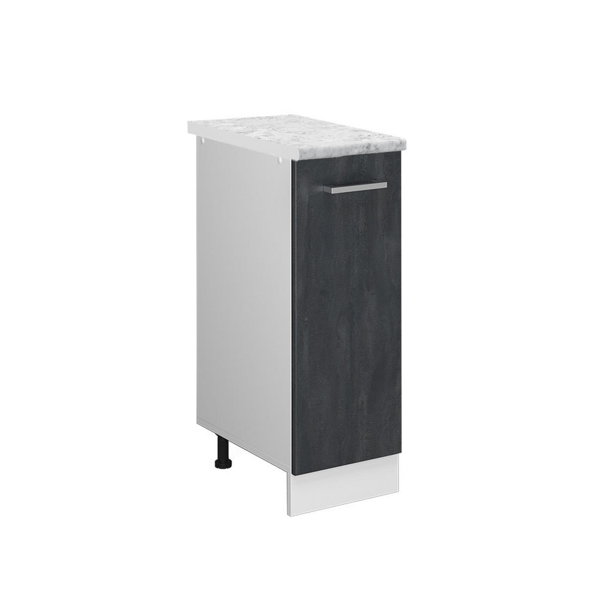 APOTHEKERSCHRANK R-Line Schwarz Beton 30 cm AP Marmor - Schwarz/Weiß, Holzwerkstoff (30/81.6/60cm) - Vicco