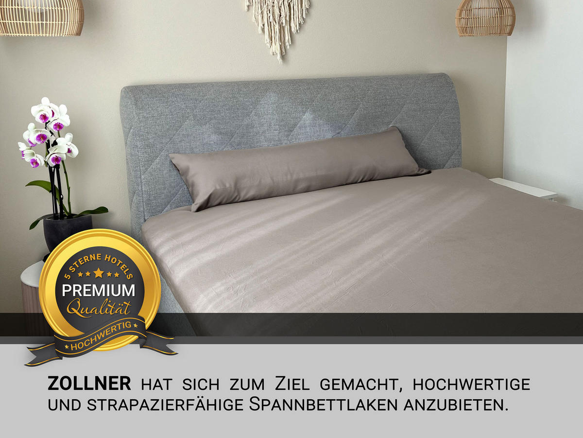 SPANNBETTLAKEN, 180x200 cm, 100% Baumwolle, Grau - Grau, Textil (180/200cm) - Zollner