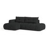 ECKSOFA FLUMA L-S Schwarz Geflochtener Stoff mit Schlaffunktion - Schwarz, Holz (279/158cm) - MASSENO