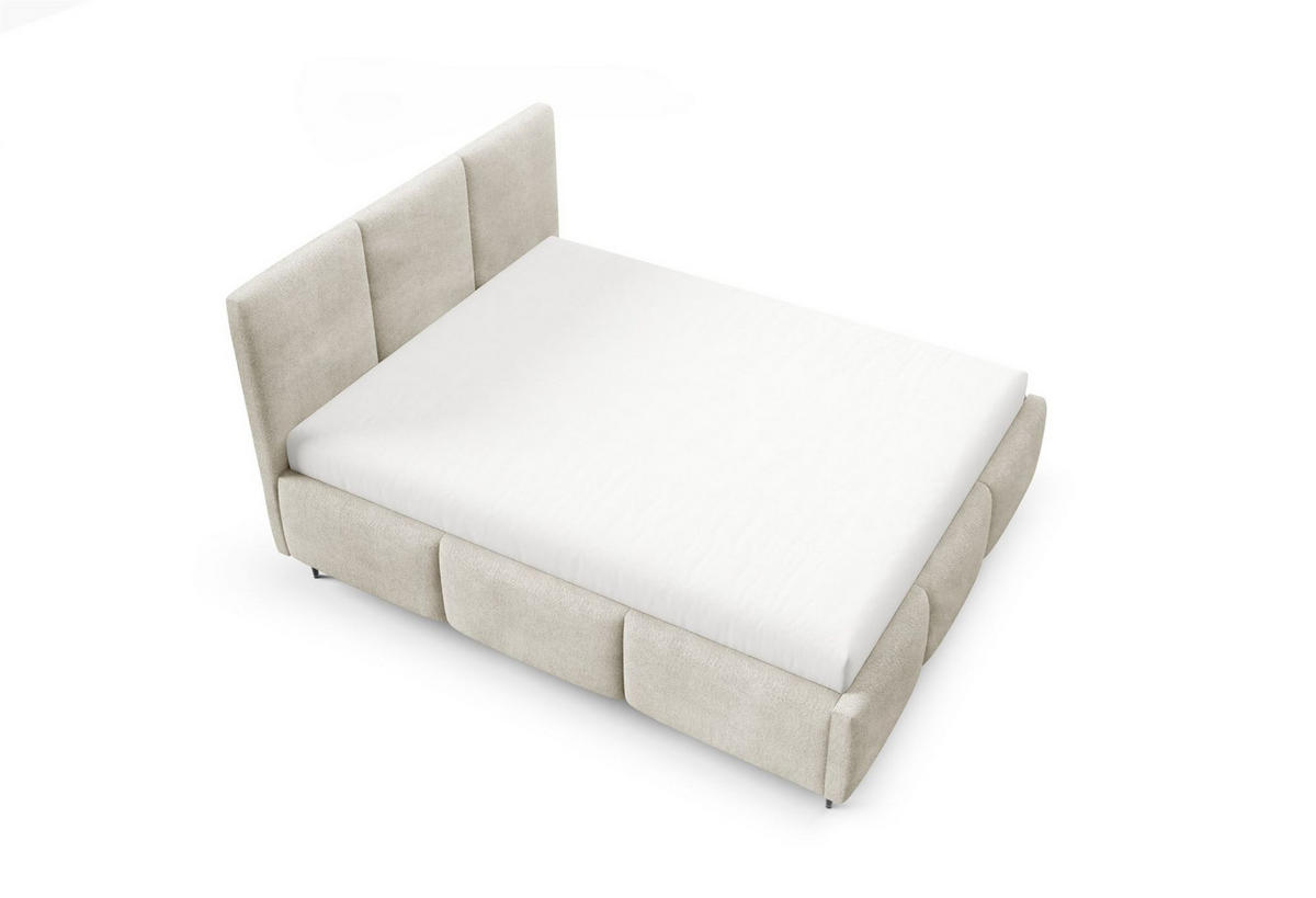 POLSTERBETT Miami Komplettset - Beige, Holzwerkstoff/Textil (180/200cm) - Fun Möbel