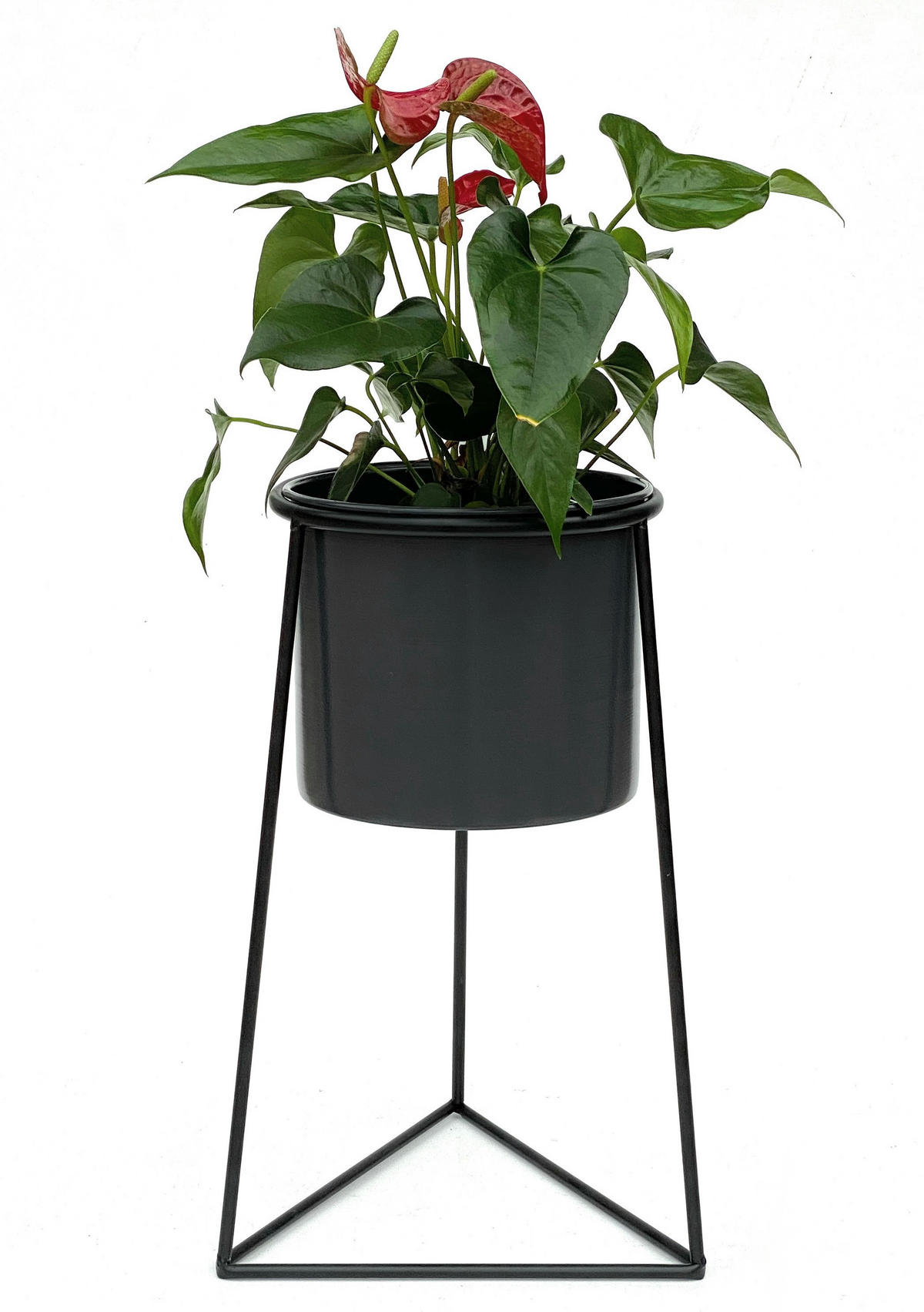 BLUMENSTÄNDER Metall Schwarz/Dunkelgrau 29/29/45 cm - Schwarz, Metall (29/45/29cm) - DanDiBo