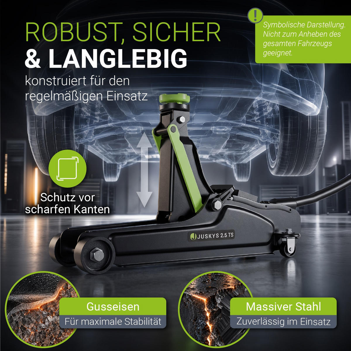 WAGENHEBER 2,5t schwarz - Schwarz, Metall (53/20/13cm) - Juskys