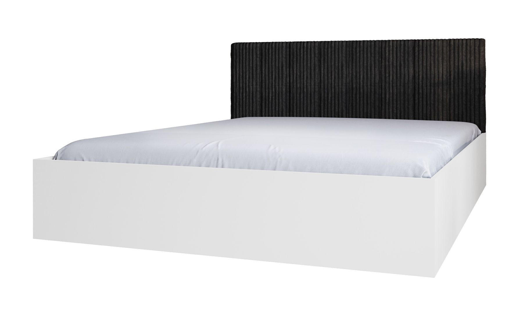 BETT Weiß STYLE Mit Matratze Gepolsterter Schwarzer Kopfteil 120x200 cm - Beige, Textil (120/200cm) - Sepro Meble