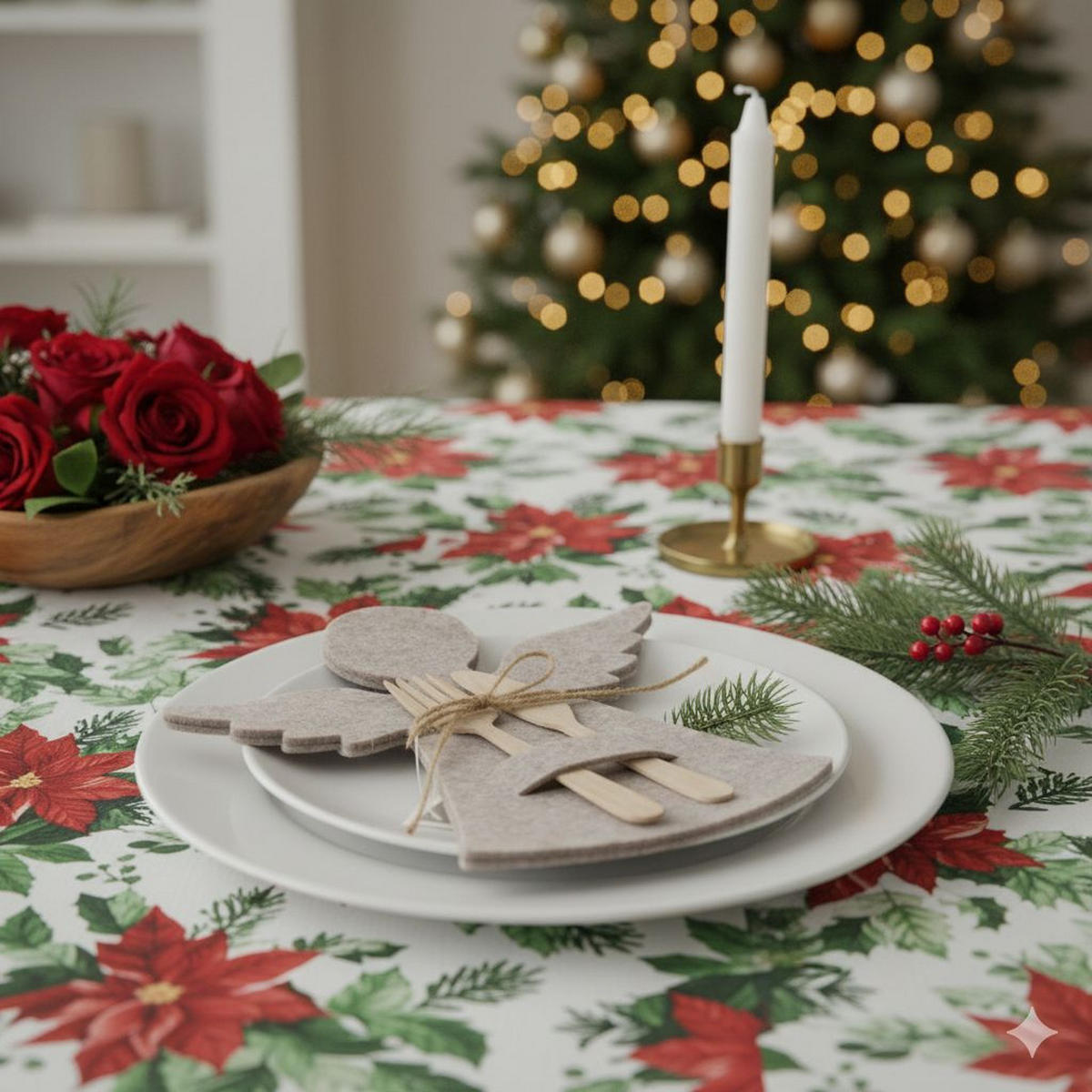 BESTECKTASCHE Filz Engel 22/20 cm - Beige, Textil (20/1/22cm) - Home Styling Collection