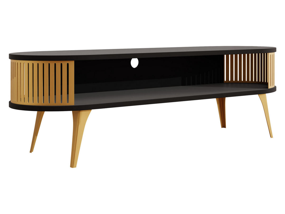 TV-LOWBOARD Roenni Oval Gold - Goldfarben/Schwarz, Holzwerkstoff/Metall (140/44/40cm) - MIRJAN24