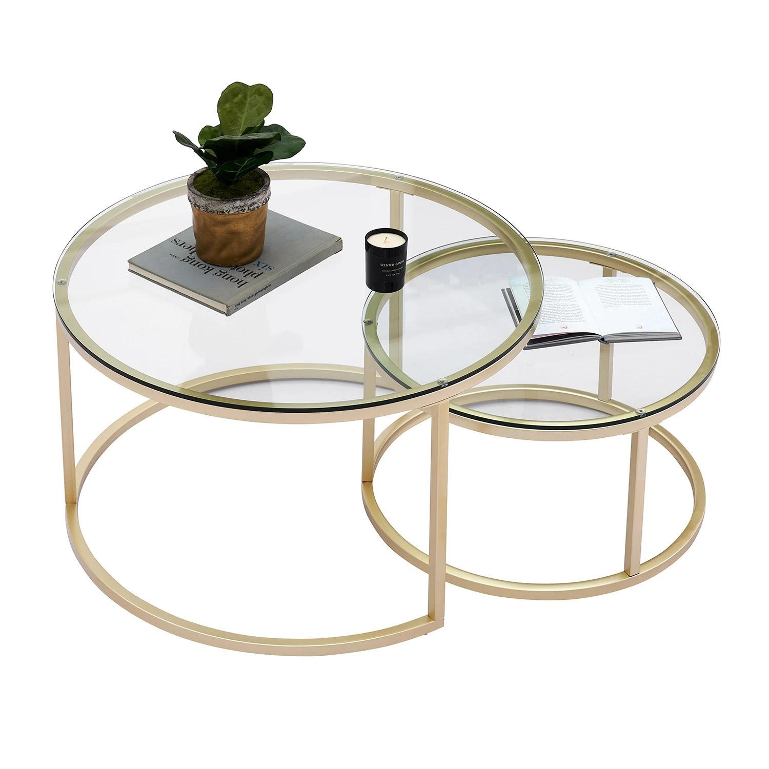 COUCHTISCH, 2-in-1, Glas, Eisen 60 x 40 cm - Goldfarben, Holzwerkstoff (60/60/45cm) - Kaket