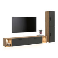 WOHNWAND INKL BELEUCHTUNG The One Basalt grau 259/34/182 cm - Braun, Holzwerkstoff (259/182/34cm) - Xonox