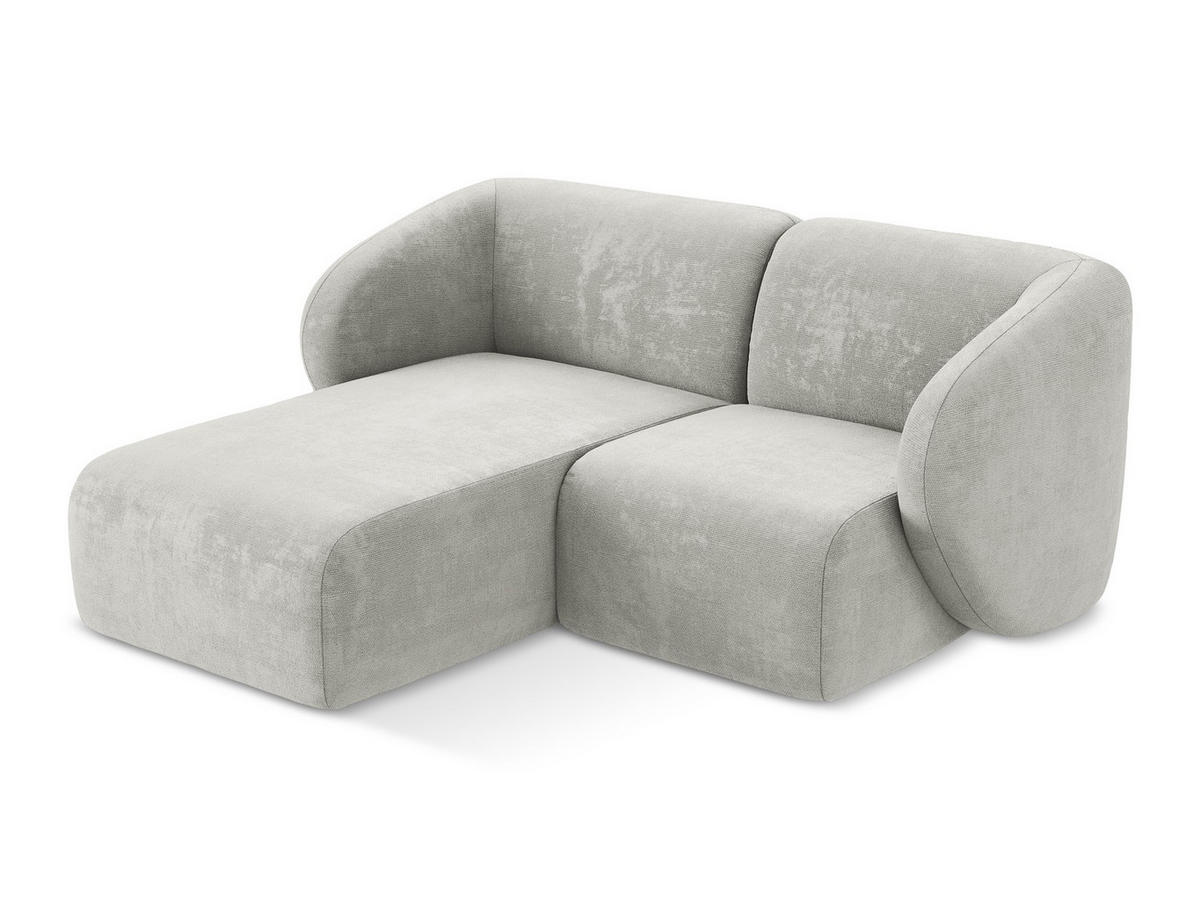 ECKSOFA Links Chenille Stoff Grau - Hellgrau/Schwarz, Holzwerkstoff/Kunststoff (178/166cm) - Makamii
