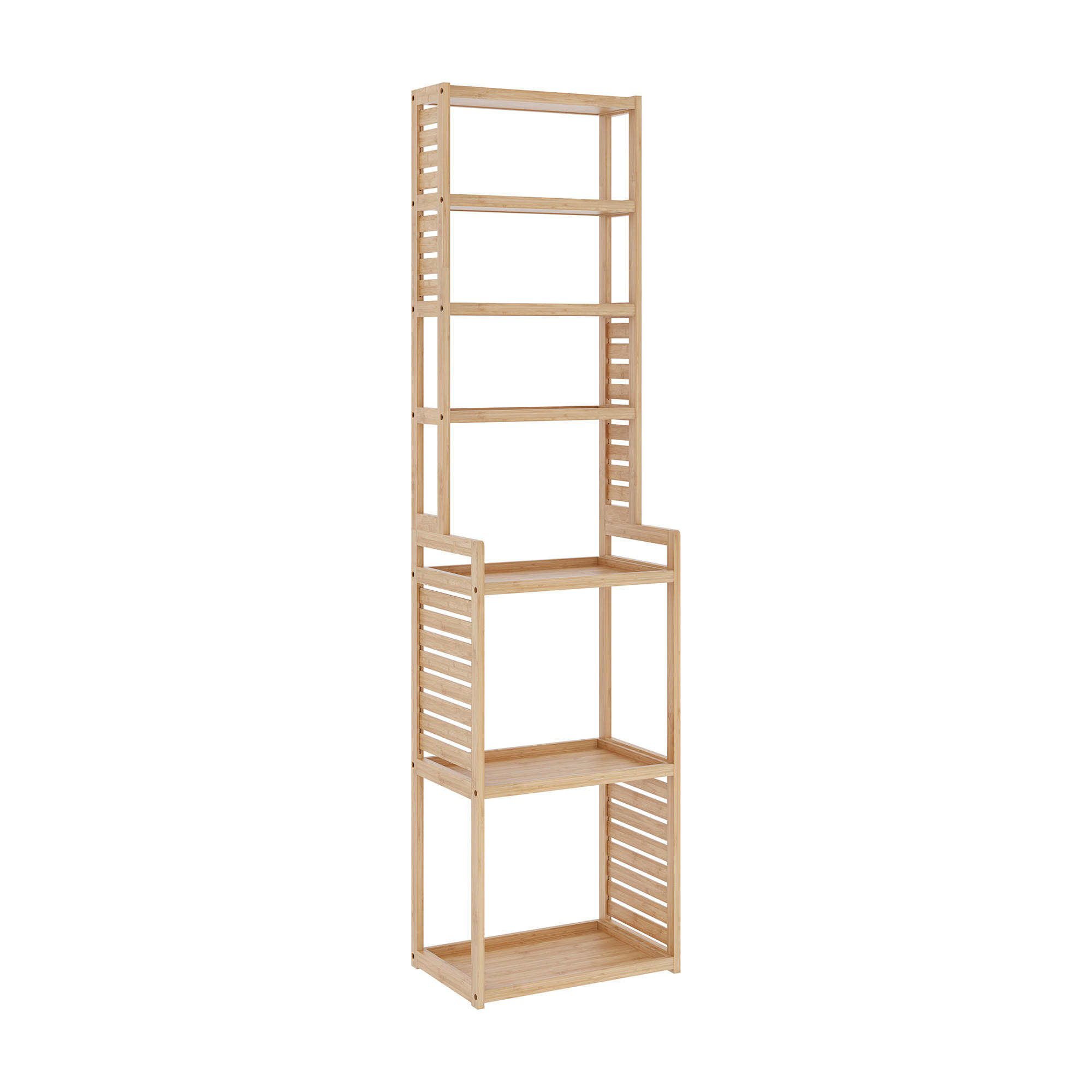 KÚPEĽŇOVÁ POLIČKA Forssa - prírodná farba, drevo (42/165/28cm) - [en.casa]