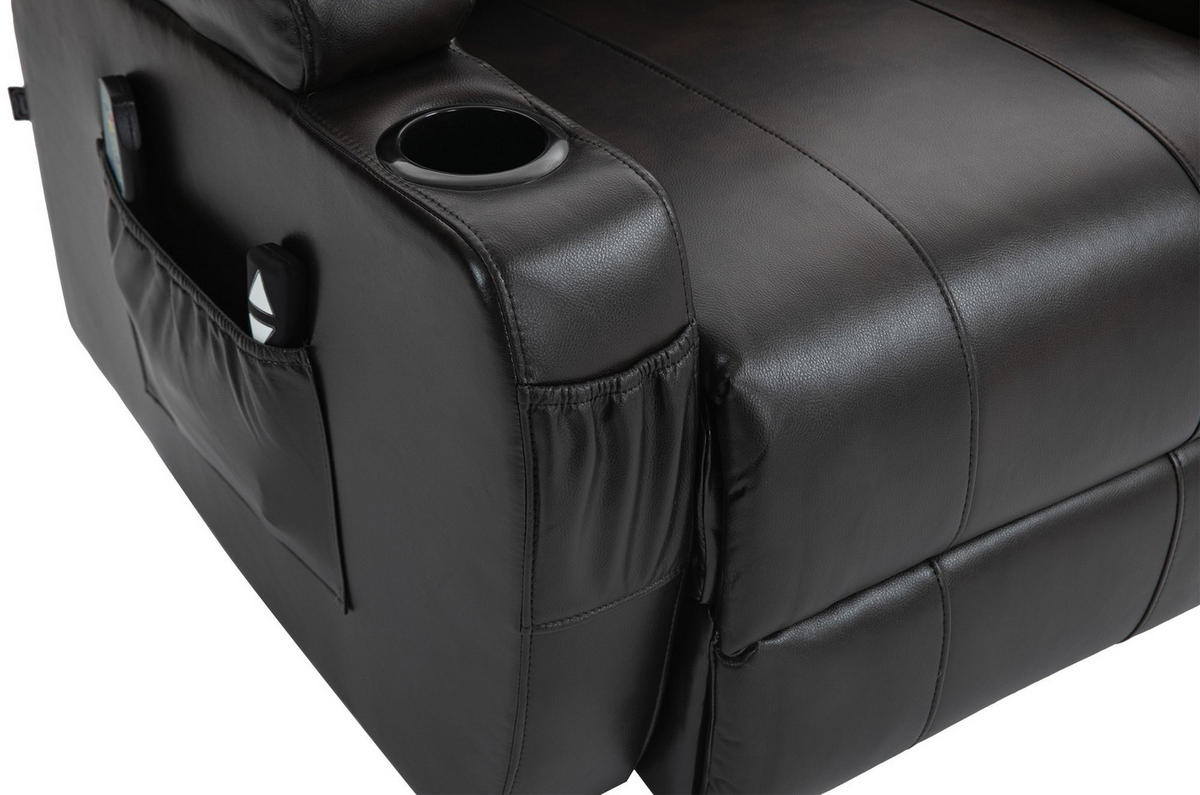 SESSEL Lederlook braun - Schwarz/Braun, Textil/Metall (83/105/94cm) - CLP