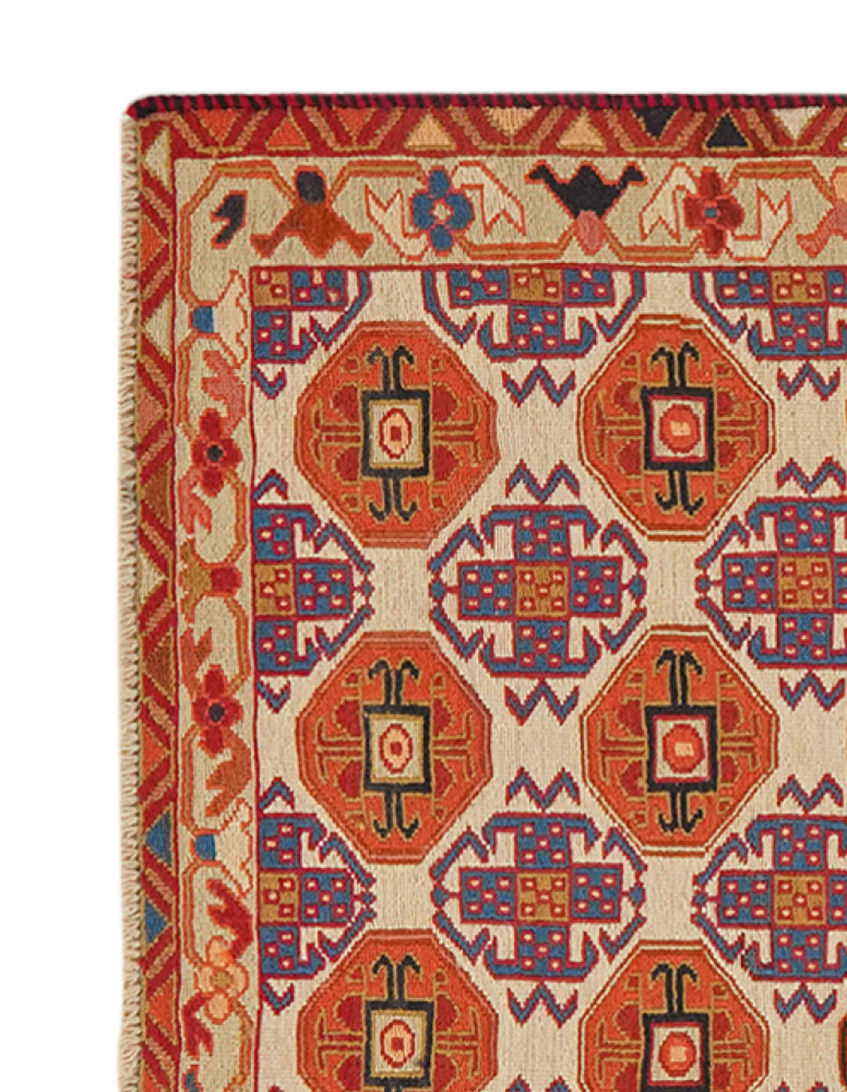 HANDWEBTEPPICH Sumak Shahsavan Beige 96/78 cm Schurwolle - Beige, Textil (78/96cm) - Looma