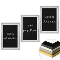 WANDBILDER 3er Set - 40x60 cm Silberner Rahmen - Elegante Motive auf schwarzem Grund - Silberfarben, Kunststoff (40/60cm) - ArtPrintCave