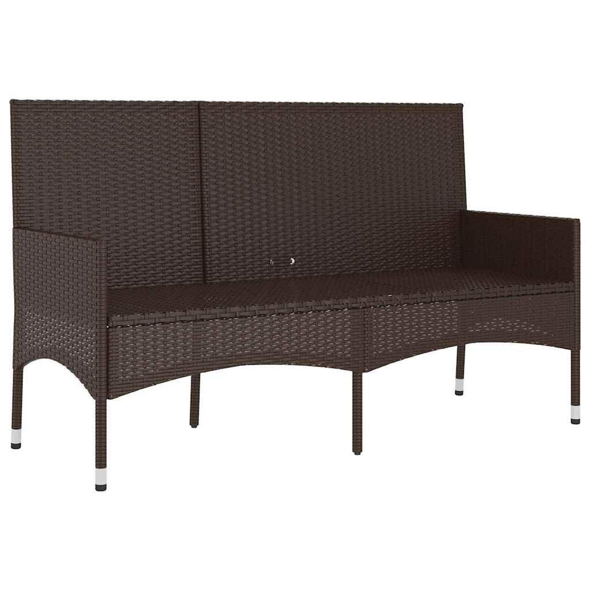 GARTENBANK 3-Sitzer mit Kissen Braun Poly Rattan - Braun, Holz (140/85/51cm) - furnicato
