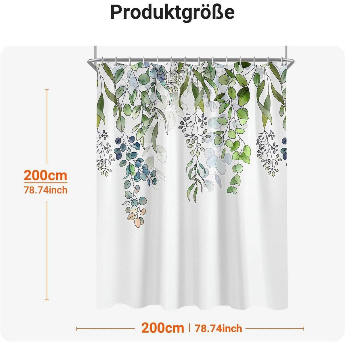 DUSCHVORHANG Grün Blätter 200 x 200 cm - Grün, Textil (200/200cm)