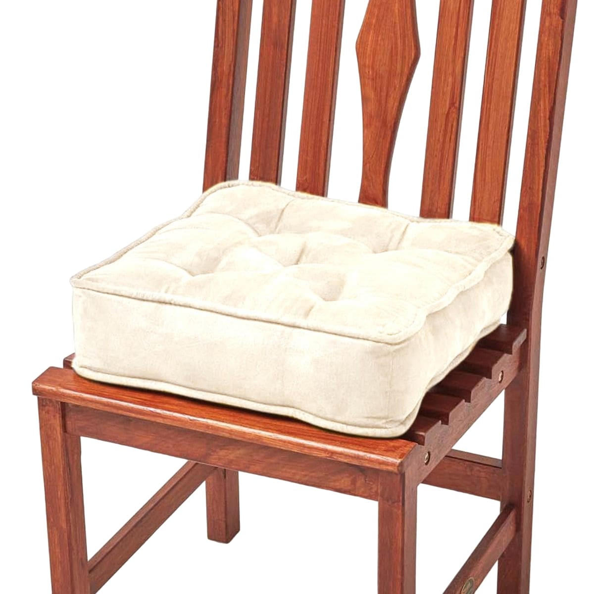 SITZKISSEN creme 40/40/10 cm – Stuhlkissen Velours - Creme, Textil (40/40/10cm) - Homescapes