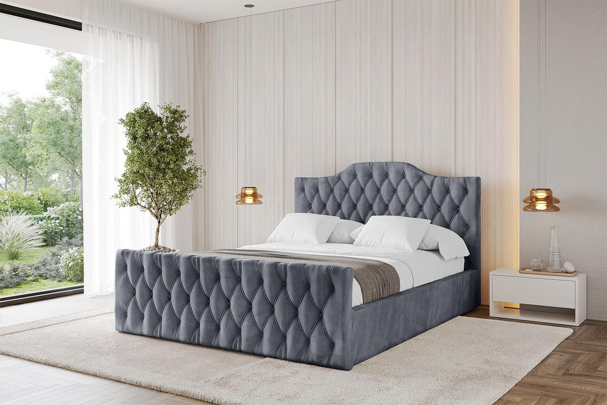 POLSTERBETT mit Bettkasten, Fußteil und Lattenrost, Boxbett ohne Matratze - FALIO-Z 120x200 Grau - Grau, Holzwerkstoff/Textil (120/200cm) - ALTDECOR
