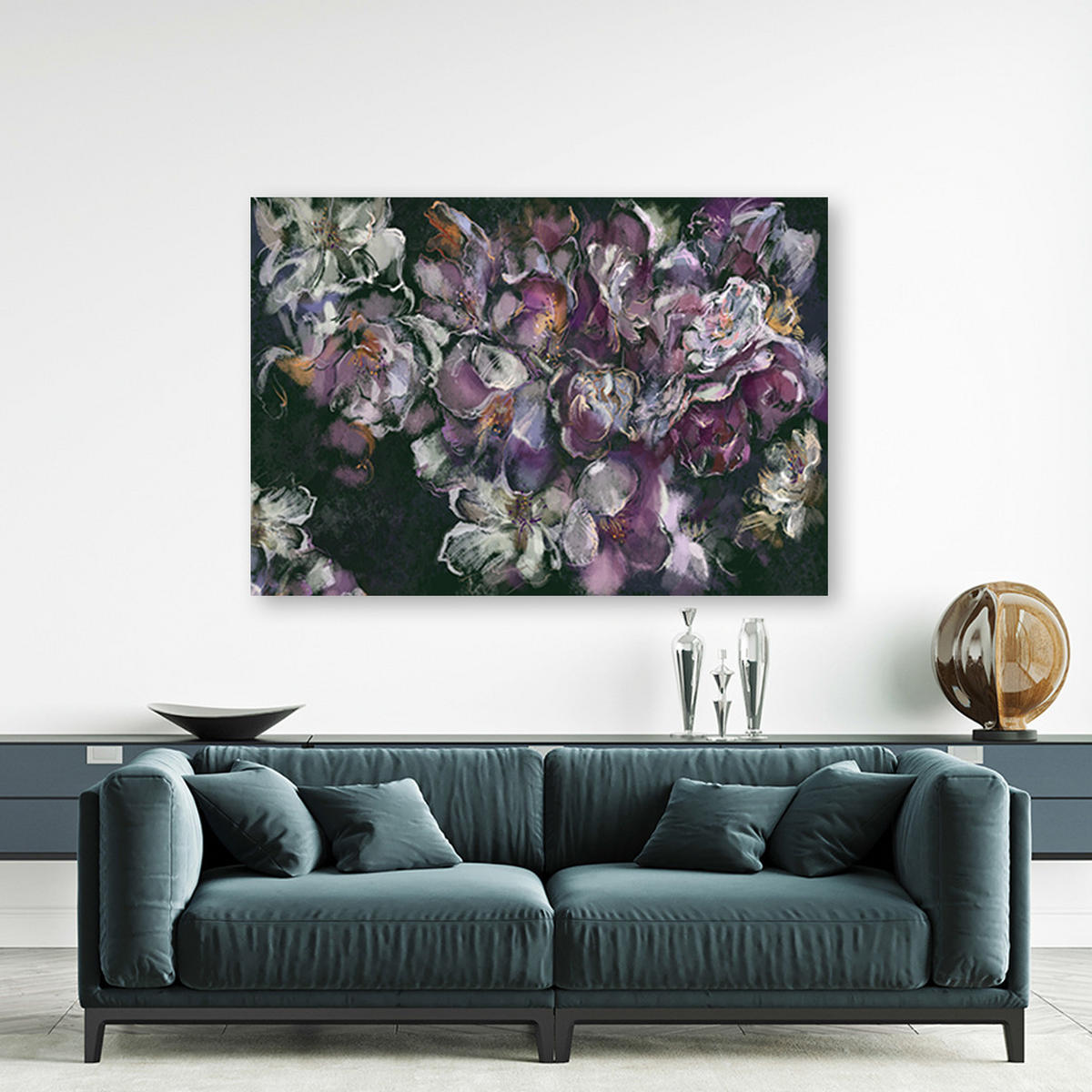 WANDBILD iris blume - Lila, Textil (60/40cm) - Feeby