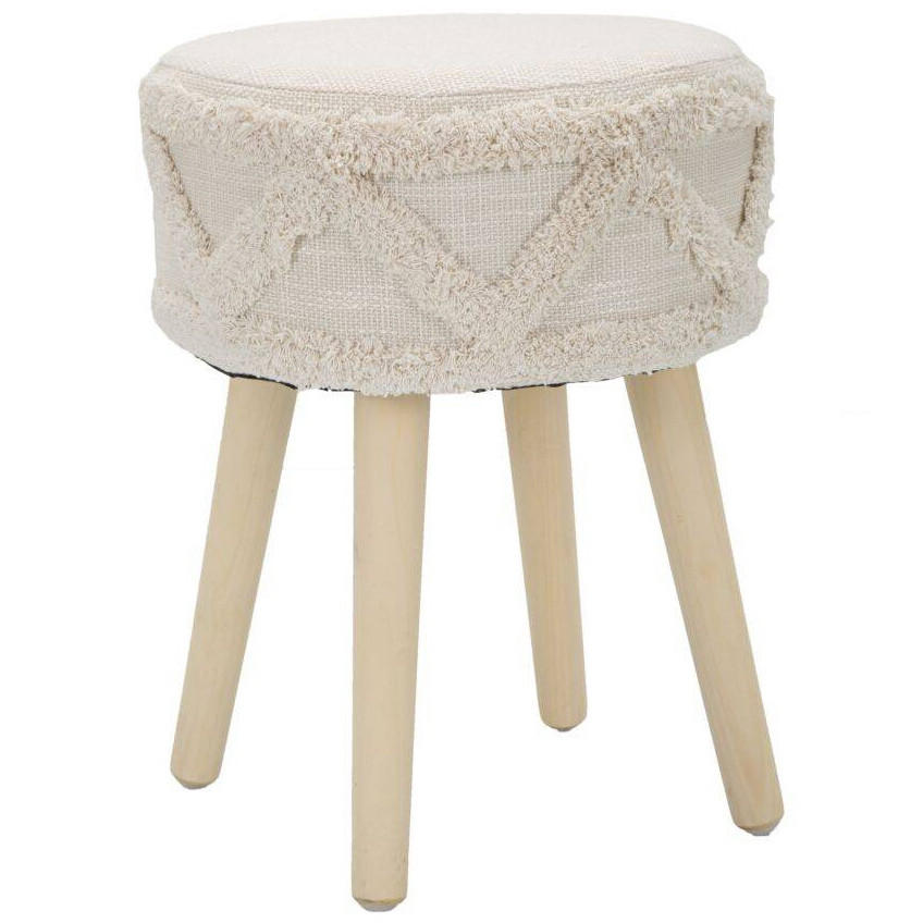 HOCKER im Boho-Stil 32/32/41 cm - Beige, Holz (32/41/32cm) - Mauro Ferretti