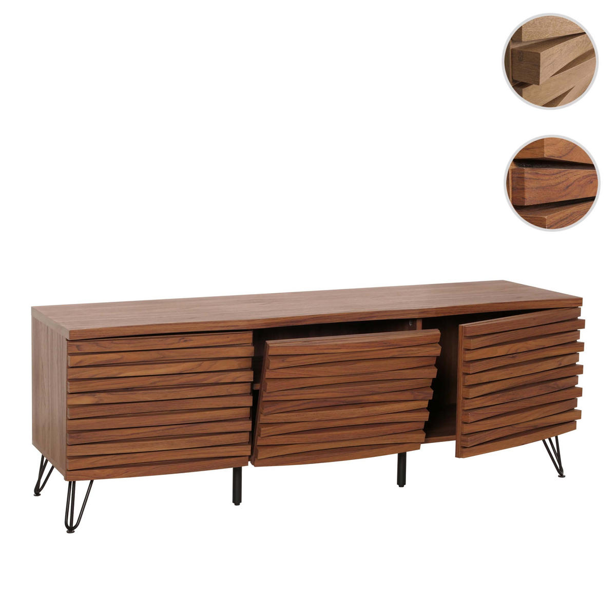 TV-RACK Walnuss Dekor - Walnussfarben, Holzwerkstoff (142/52/44cm) - MCW