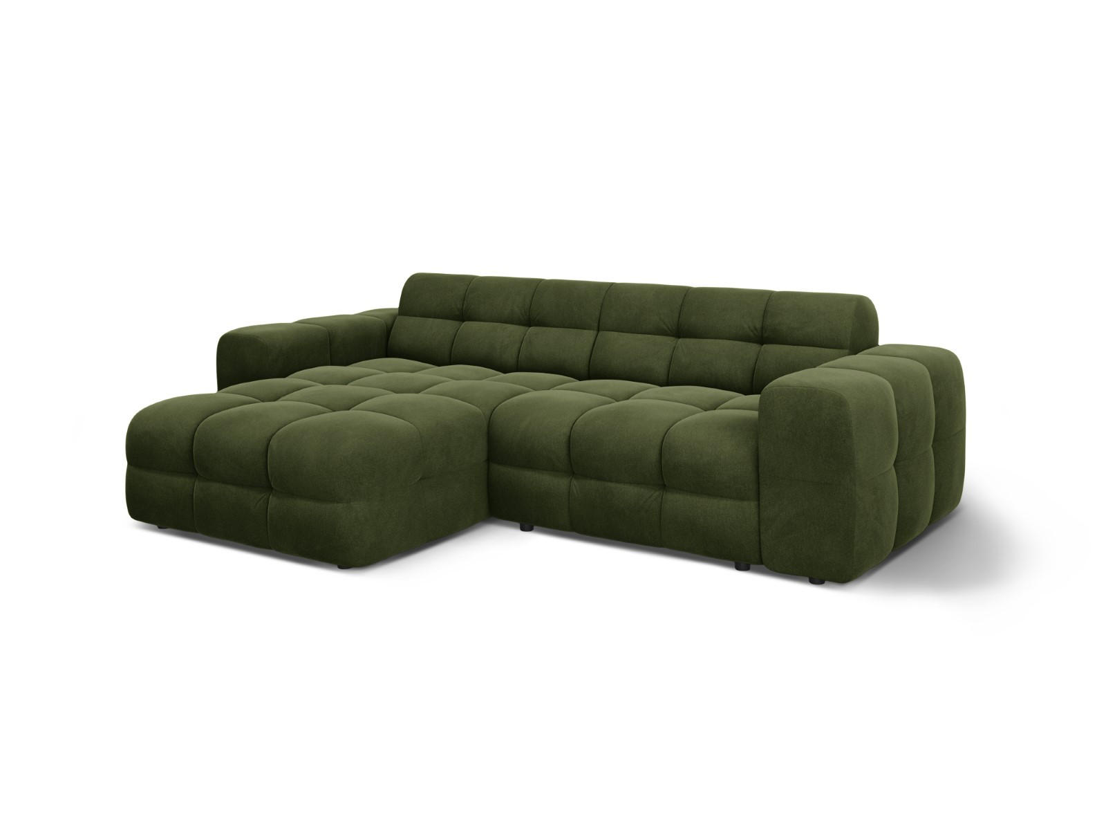 ECKSOFA links Kendal aus Samt armeegrün 4 Sitzplätze - Olivgrün, Textil (173/256cm) - Micadoni