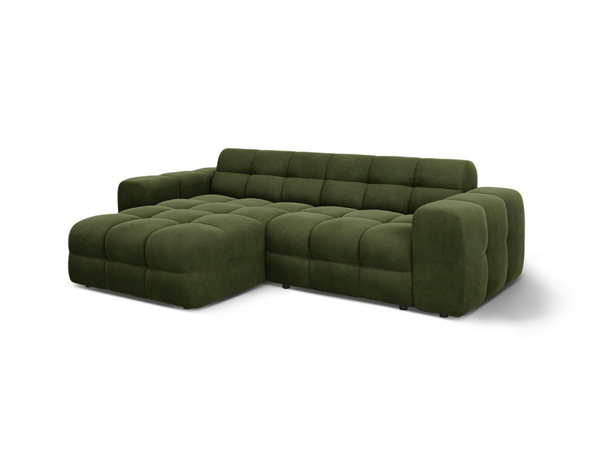 ECKSOFA links Kendal aus Samt armeegrün 4 Sitzplätze - Olivgrün, Textil (173/256cm) - Micadoni