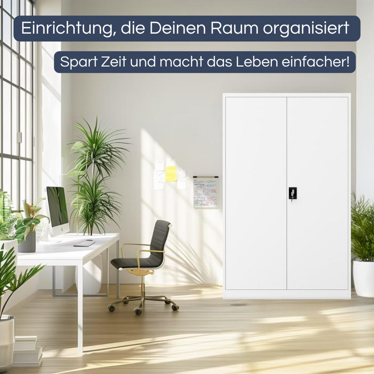 AKTENSCHRANK abschließbar KADO Flügeltüren 185x115x60cm Weiß - Weiß, Metall (115/185/60cm) - DELUKE