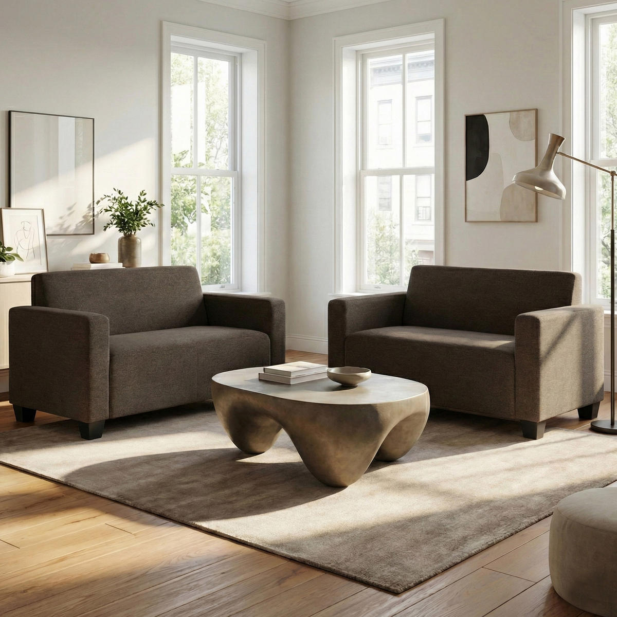 SOFA-GARNITUR Braun - Braun, Textil (136/76/72cm) - MCW