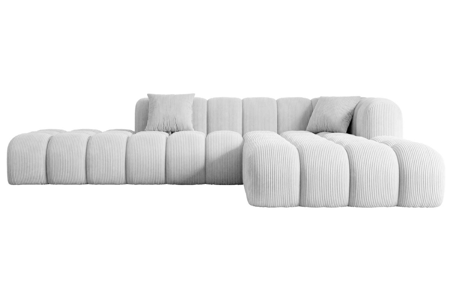 ECKSOFA Ottomane Rechts OLEA-L2 - 289x176x71 cm Weiß Bouclé - Schwarz/Weiß, Holzwerkstoff/Kunststoff (289/176cm) - ALTDECOR