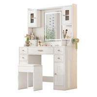 SCHMINKTISCH in Weiß mit Spiegel und LED-Beleuchtung für Schlafzimmer, B105/T40/H152 cm - Weiß, Glas/Holzwerkstoff (105/152/40cm) - STILVORA