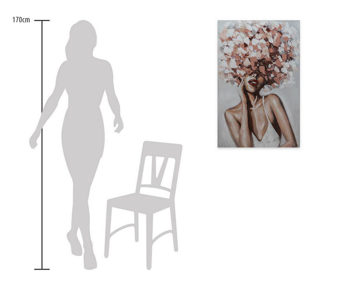 ÖLGEMÄLDE 60/90 cm - Pink, Holz/Textil (1.36/90cm) - KUNSTLOFT