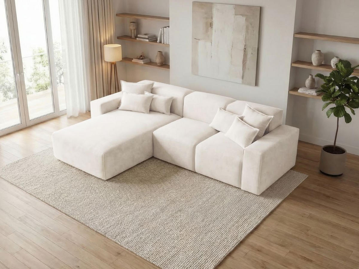 ECKSOFA Leni Creme Links - Creme, Holz/Textil (265/180cm) - Graingold