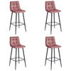 BARHOCKER 4-er Set TEOTO dunkelrosa Sitz, schwarze Basis - Dunkelrosa/Schwarz, Textil (43.5/104/32.5cm) - Valora
