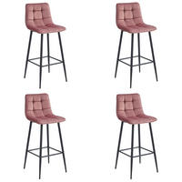 BARHOCKER 4-er Set TEOTO dunkelrosa Sitz, schwarze Basis - Dunkelrosa/Schwarz, Textil (43.5/104/32.5cm) - Valora