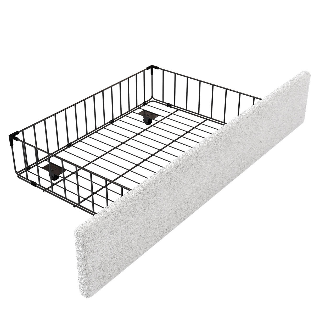 KINDERBETT aus Plüsch und MDF 90x200 cm Weiß mit 2 Schubladen und Kaninchen-Kopfteil - Weiß, Textil (90/200cm) - IVMEU