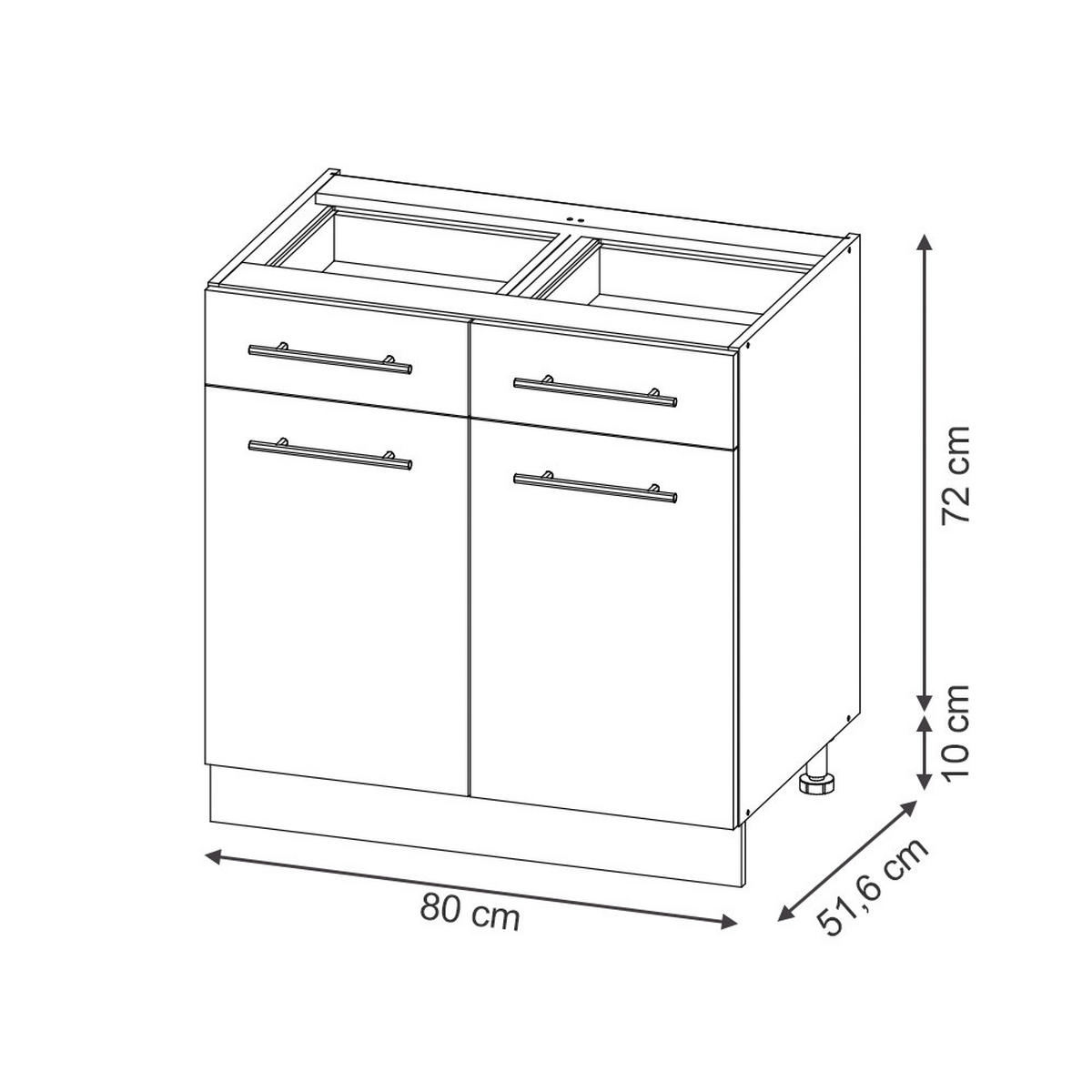KÜCHENUNTERSCHRANK Fame-Line Hellblau-grau 80 cm, AP Marmor - Anthrazit/Blaugrau, Holzwerkstoff (80/82/60cm) - Vicco