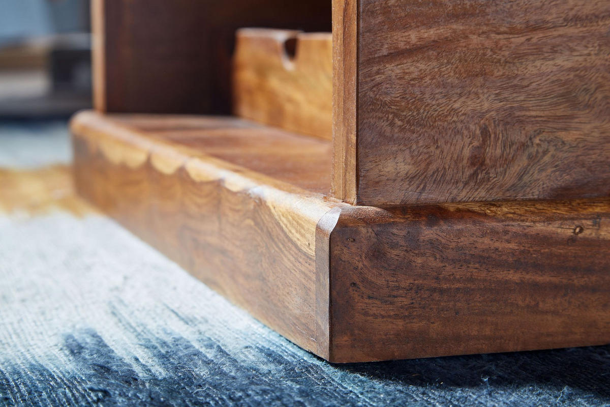 COUCHTISCH Massivholz mit integriertem Weinregal und Stauraum 100x60x40cm - Braun, Holz (100/40/60cm) - KADIMA DESIGN