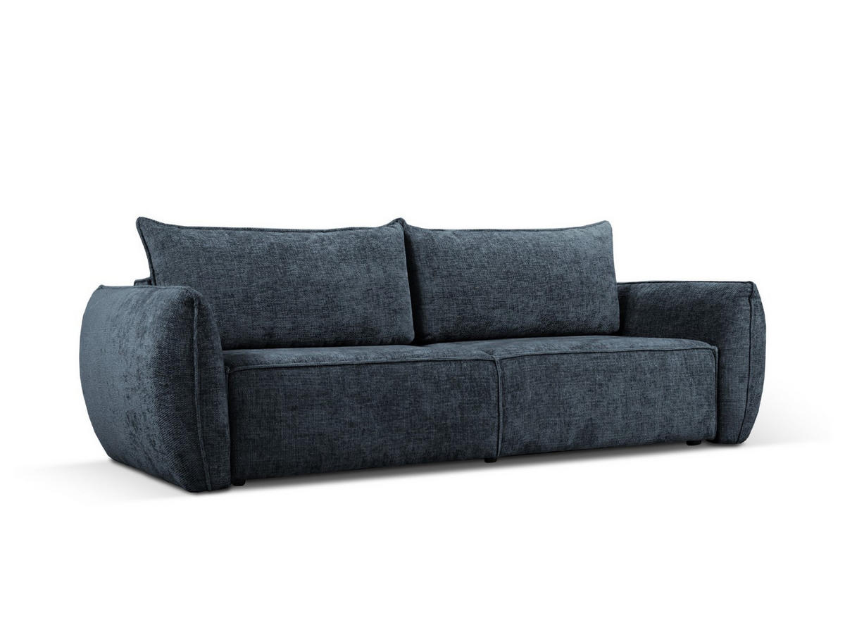 AUSKLAPPBARES-SOFA mit Bettkasten Kaelle aus Chenille-Stoff königsblau 3 Sitzplätze - Blau, Textil (97/91/244cm) - Micadoni