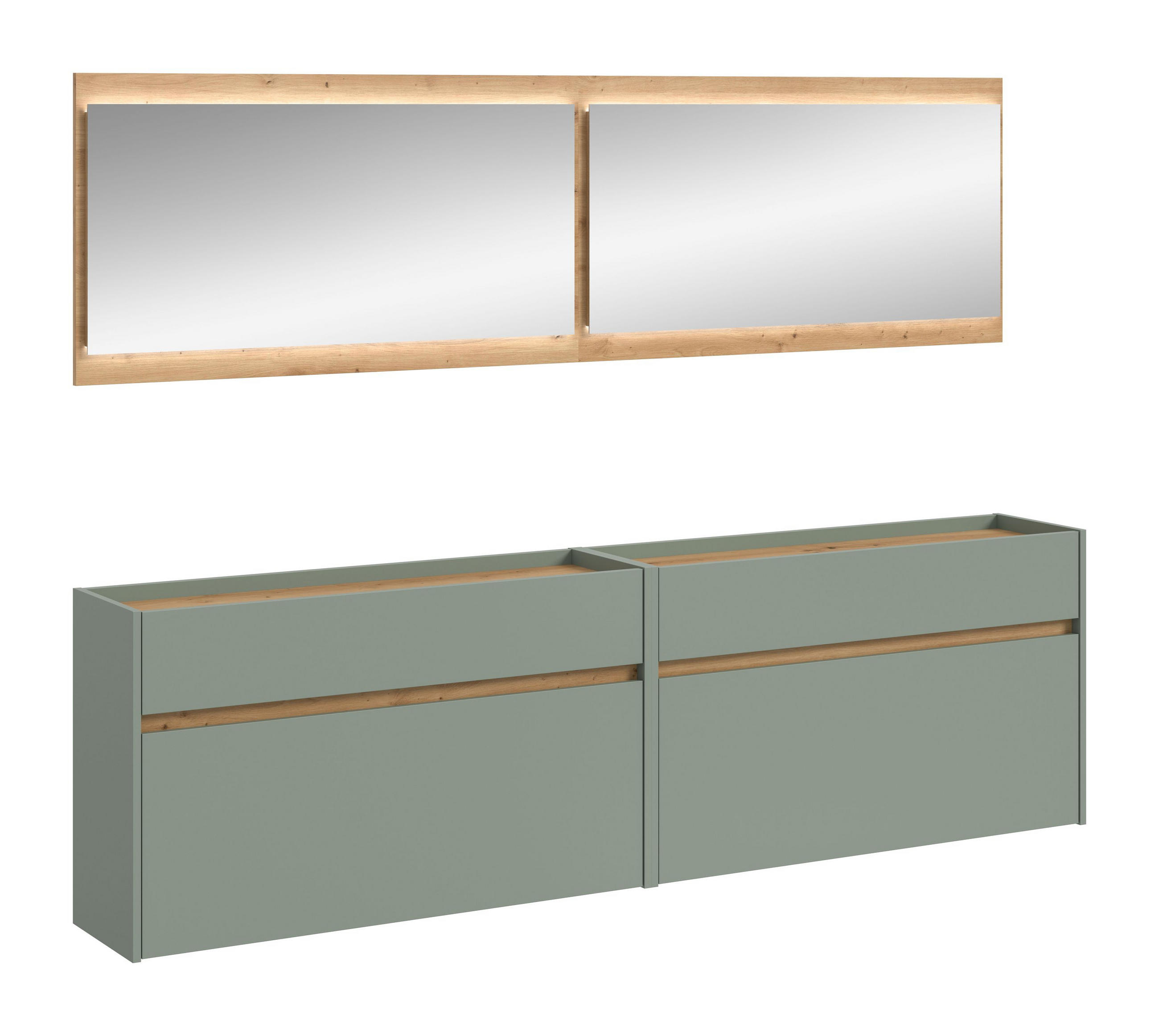 GARDEROBEN-SET DRIVE (B/H/T: ca. 220/192/32 cm) in Salbei/Salbei - Salbeigrün, Holzwerkstoff (220/192/32cm)