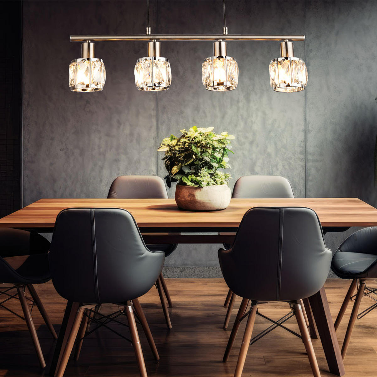 HÄNGELEUCHTE KRIS Silber matt klar - Silberfarben, Glas (60/9.2/160cm) - Globo Lighting