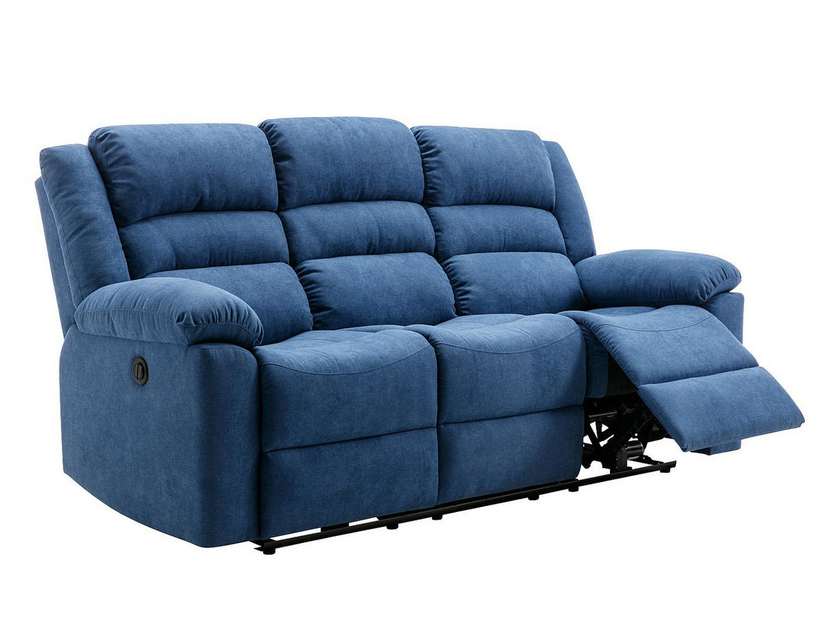 SOFAGARNITUR mit Relaxfunktion - 6 -Sitzer - Polyester - blau - BUROLO - Blau, Textil (199/103/95cm) - Vente-Unique