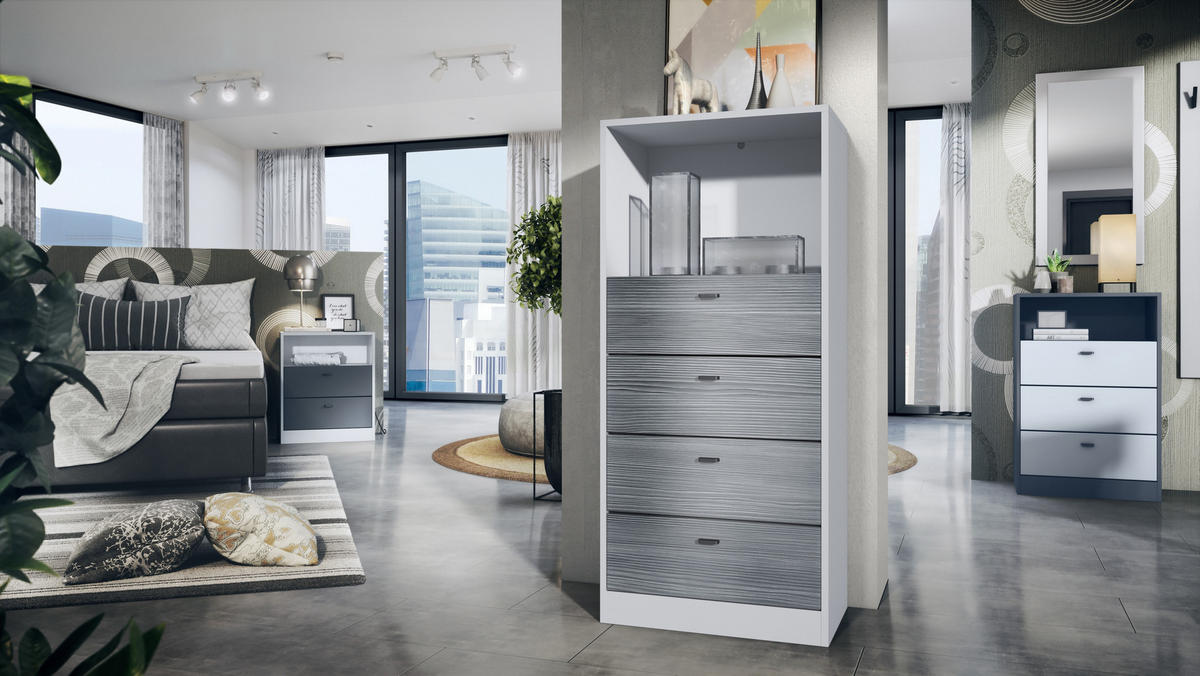 KOMMODE Pino Fronten in Avola-Anthrazit - Anthrazit, Holzwerkstoff (56/125/36cm) - Vladon