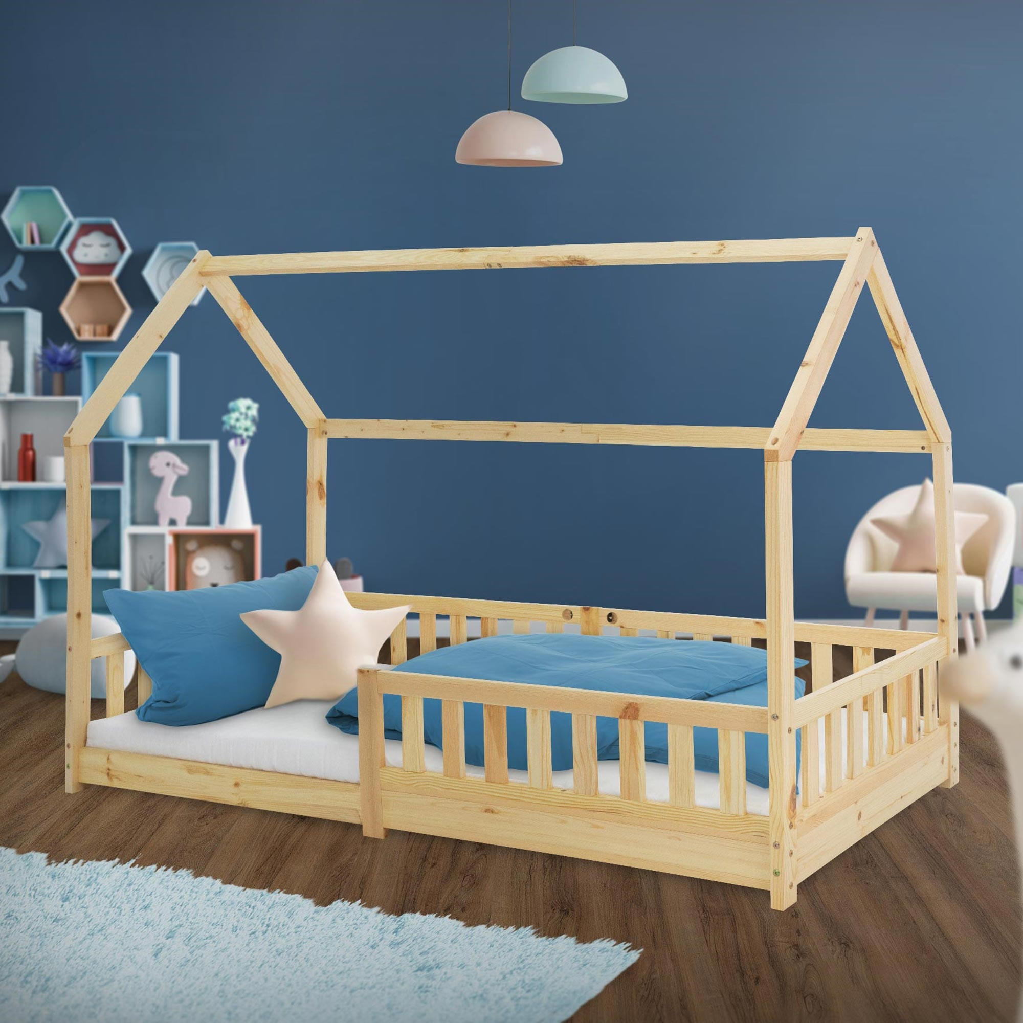 KINDERBETT mit Dach 90x200 cm Natur - Naturfarben, Holz (90/200cm) - ML-DESIGN