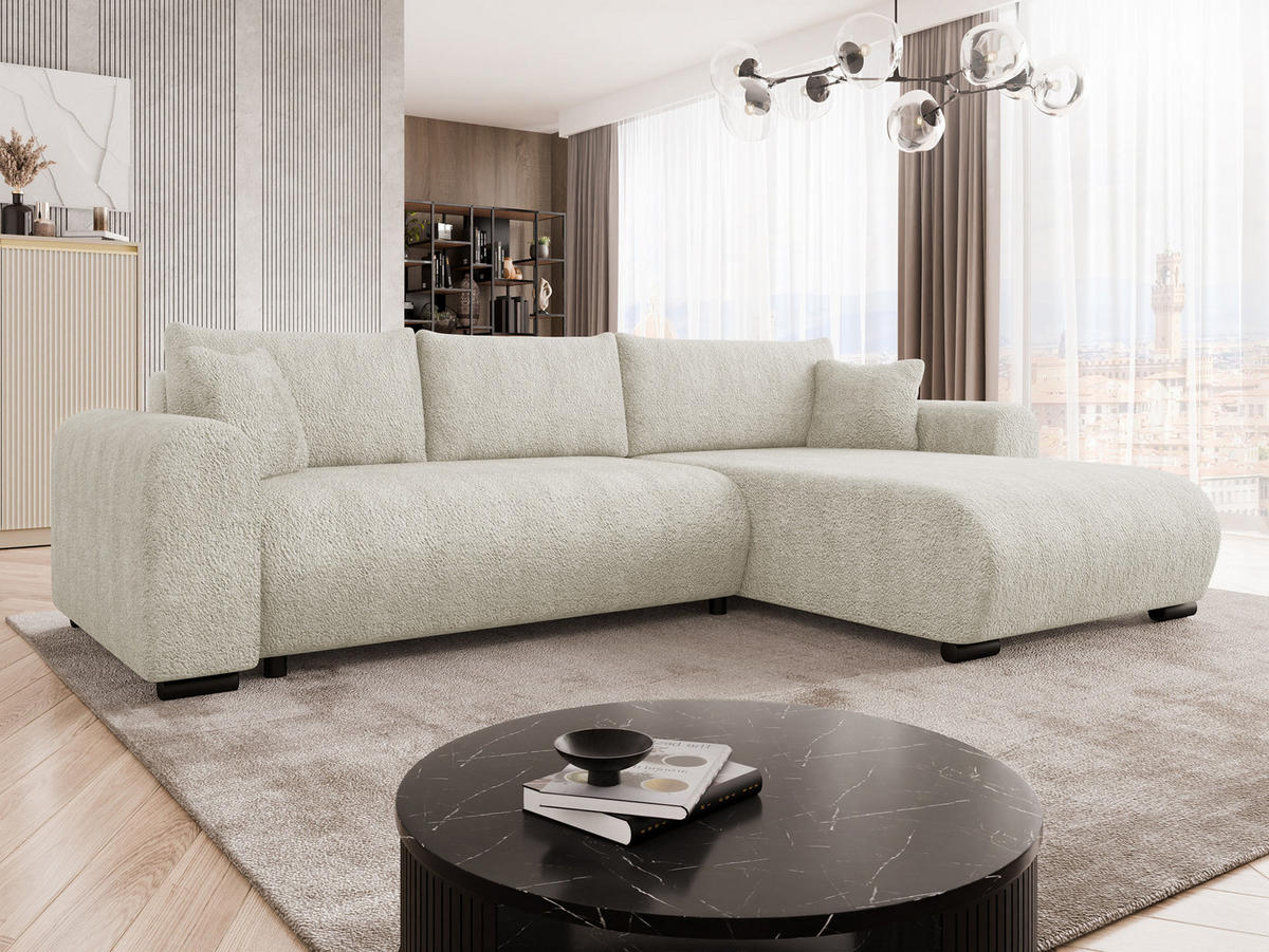 ECKSOFA Merkos - Schwarz/Naturfarben, Holz/Textil (285/188cm) - MIRJAN24