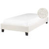 POLSTERBETT Beige-Dunkler Holzfarbton 90-200 cm Roanne - Beige/Dunkelbraun, Textil (90/200cm) - Beliani
